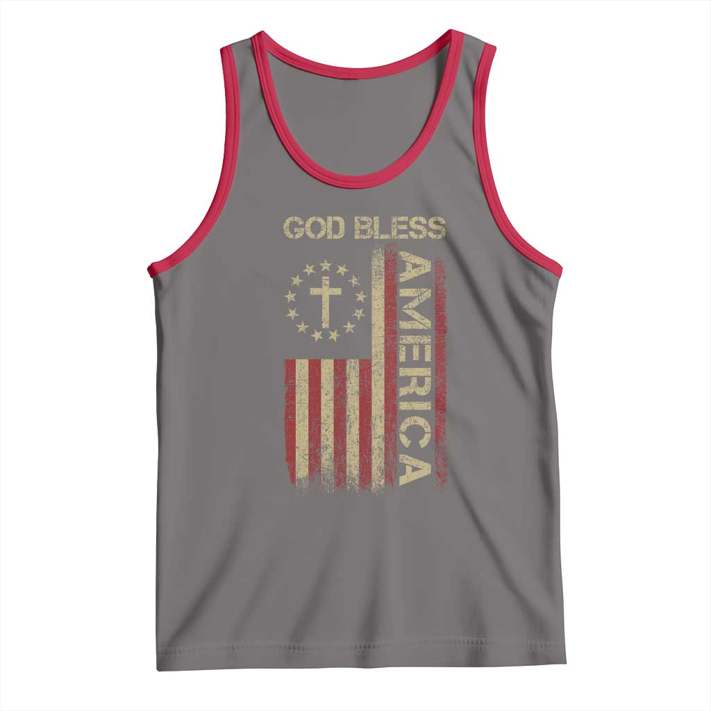God Bless America Tank Top American Flag 4th Of July Patriotic Christian TS10 Deep Heather Red Print Your Wear