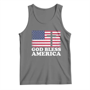 God Bless America Tank Top Cross USA Flag Patriotic 4th of July Christian TS10 Black Heather Print Your Wear
