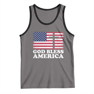 God Bless America Tank Top Cross USA Flag Patriotic 4th of July Christian TS10 Deep Heather Black Print Your Wear
