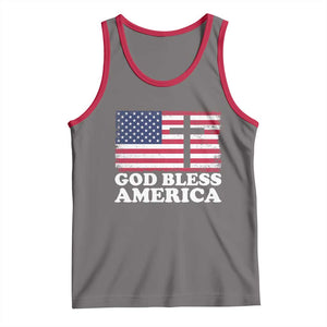 God Bless America Tank Top Cross USA Flag Patriotic 4th of July Christian TS10 Deep Heather Red Print Your Wear
