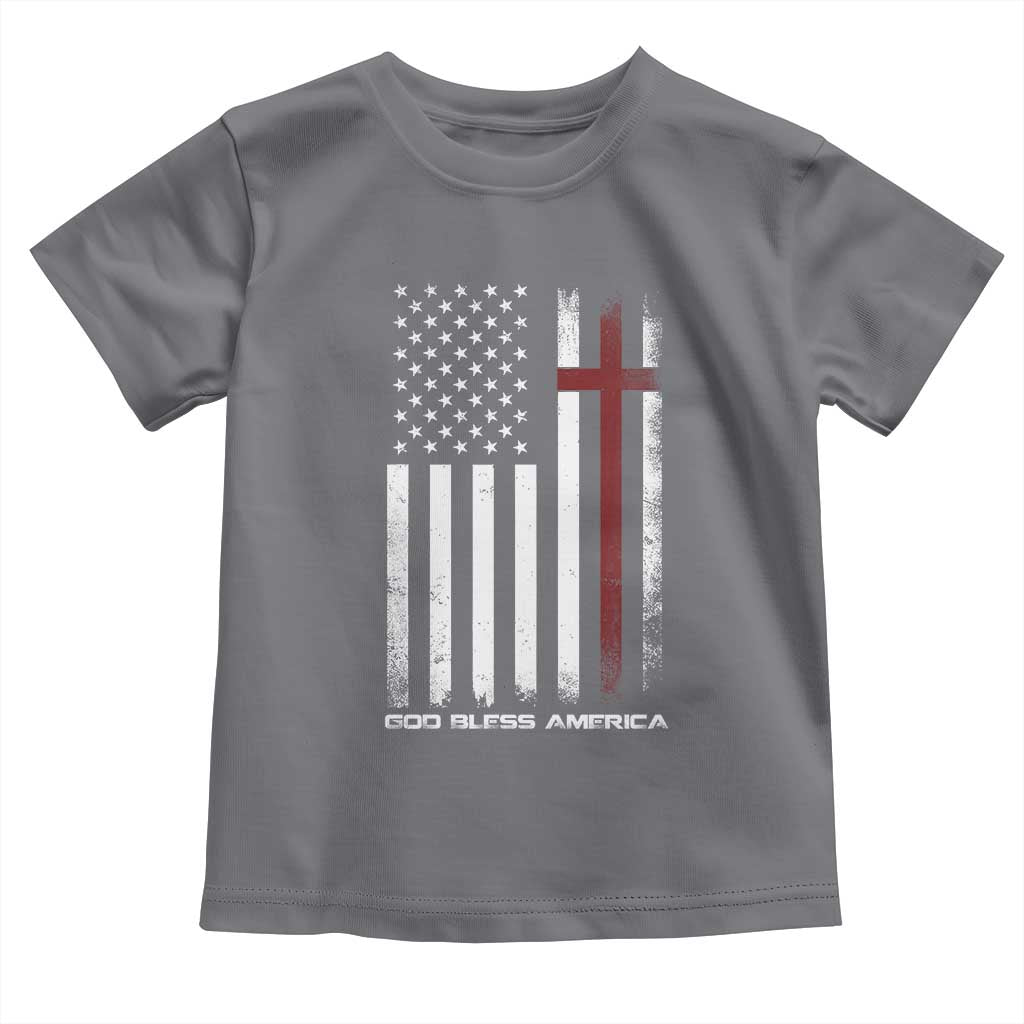 God Bless America Toddler T Shirt America Pride USA US Flag Patriotic 4th of July TS10 Charcoal Print Your Wear
