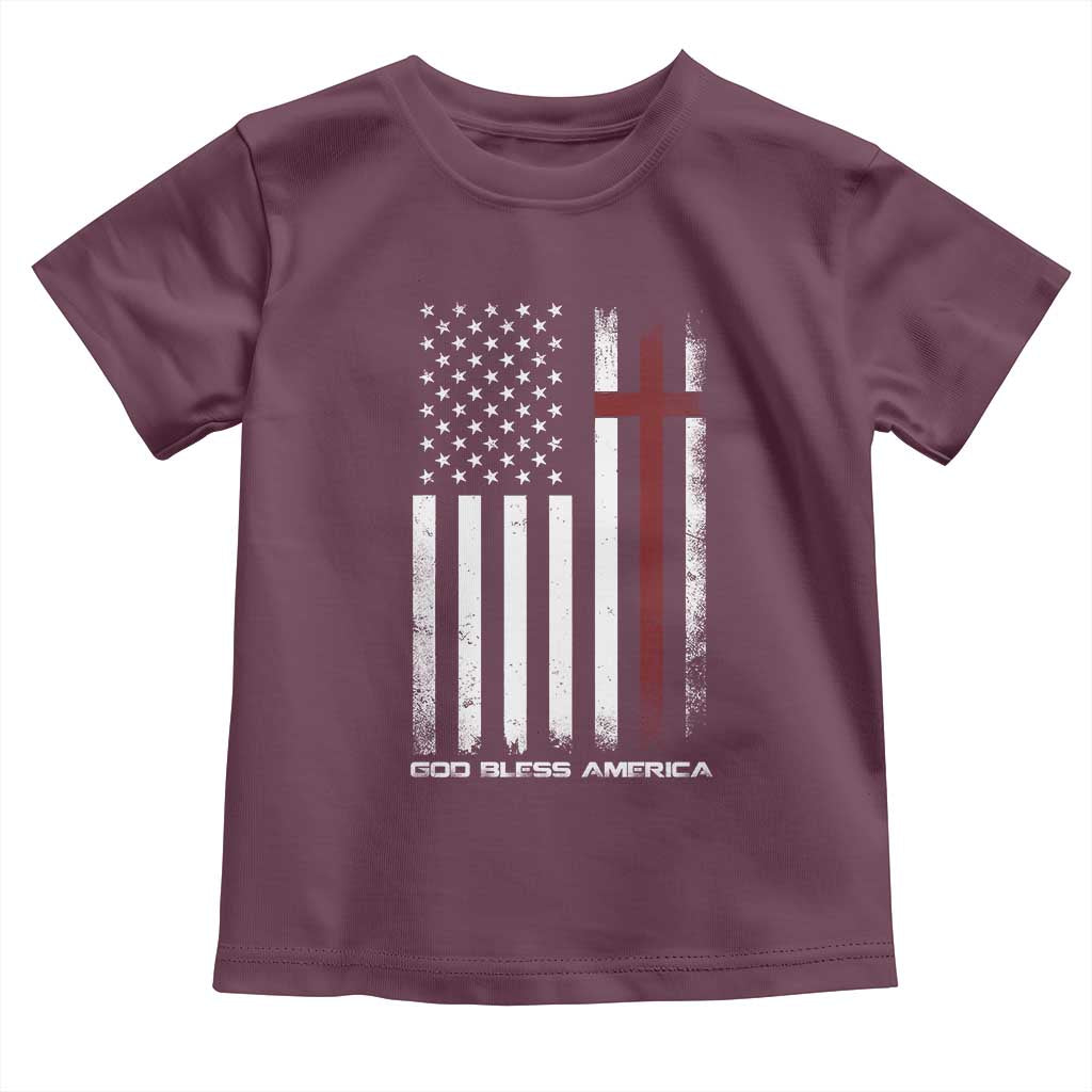 God Bless America Toddler T Shirt America Pride USA US Flag Patriotic 4th of July TS10 Maroon Print Your Wear