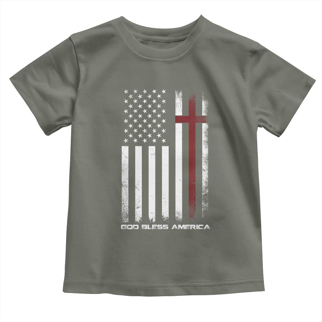 God Bless America Toddler T Shirt America Pride USA US Flag Patriotic 4th of July TS10 Military Green Print Your Wear