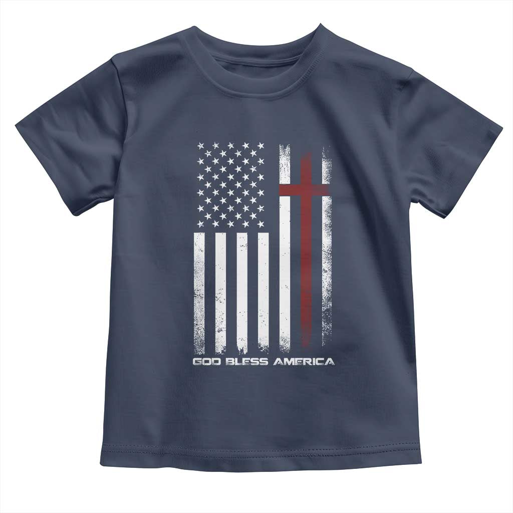 God Bless America Toddler T Shirt America Pride USA US Flag Patriotic 4th of July TS10 Navy Print Your Wear