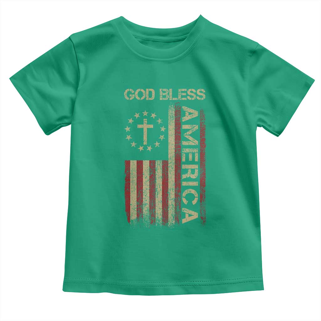God Bless America Toddler T Shirt American Flag 4th Of July Patriotic Christian TS10 Irish Green Print Your Wear