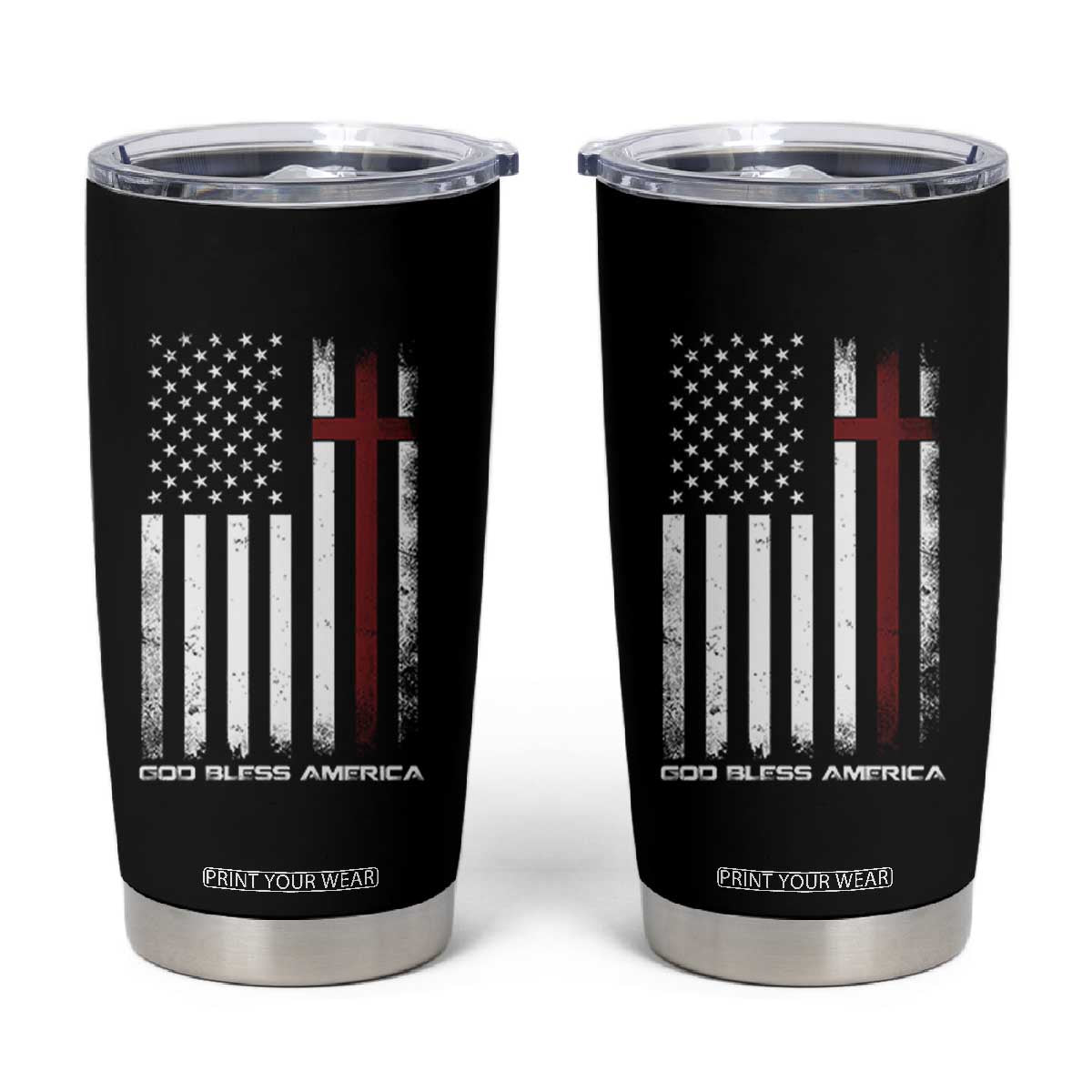 God Bless America Tumbler Cup America Pride USA US Flag Patriotic 4th of July TS10 Black Print Your Wear