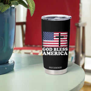God Bless America Tumbler Cup Cross USA Flag Patriotic 4th of July Christian TS10 Print Your Wear