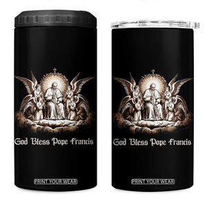 God Bless Pope Francis 4 in 1 Can Cooler Tumbler Memorial Angel Catholic Faith & Unity TS02 One Size: 16 oz Black Print Your Wear