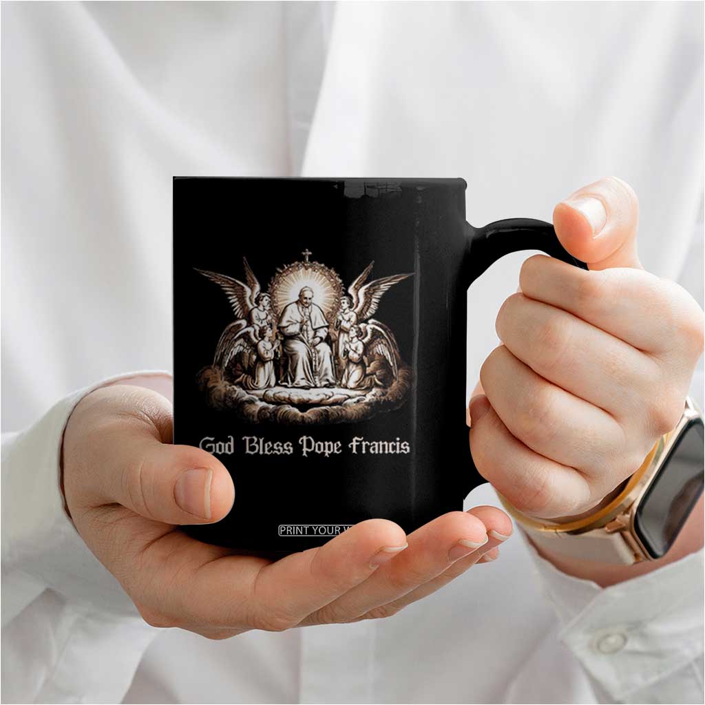 God Bless Pope Francis Coffee Mug Memorial Angel Catholic Faith & Unity TS02 Print Your Wear
