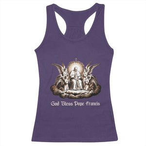God Bless Pope Francis Racerback Tank Top Memorial Angel Catholic Faith & Unity TS02 Purple Print Your Wear