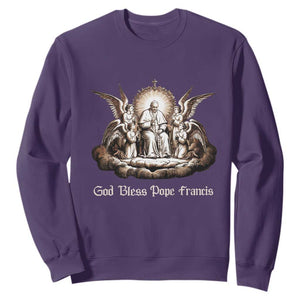 God Bless Pope Francis Sweatshirt Memorial Angel Catholic Faith & Unity TS02 Purple Print Your Wear