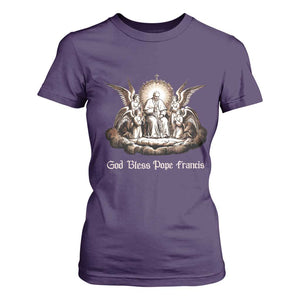 God Bless Pope Francis T Shirt For Women Memorial Angel Catholic Faith & Unity TS02 Purple Print Your Wear