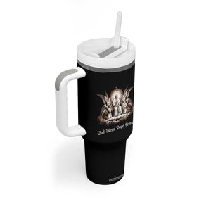 God Bless Pope Francis Tumbler With Handle Memorial Angel Catholic Faith & Unity TS02 Print Your Wear