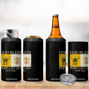 God Bless Pope Leo XIV 4 in 1 Can Cooler Tumbler 267th Pope Vatican Flag TS02 Print Your Wear