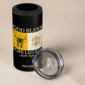 God Bless Pope Leo XIV 4 in 1 Can Cooler Tumbler 267th Pope Vatican Flag TS02 Print Your Wear