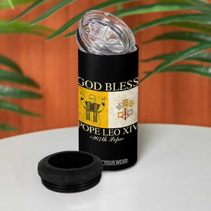 God Bless Pope Leo XIV 4 in 1 Can Cooler Tumbler 267th Pope Vatican Flag TS02 Print Your Wear