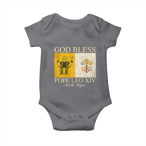 God Bless Pope Leo XIV Baby Onesie 267th Pope Vatican Flag TS02 Charcoal Print Your Wear