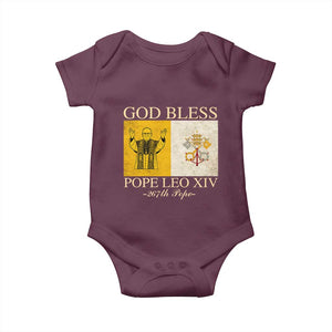 God Bless Pope Leo XIV Baby Onesie 267th Pope Vatican Flag TS02 Maroon Print Your Wear