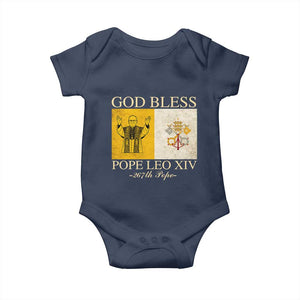 God Bless Pope Leo XIV Baby Onesie 267th Pope Vatican Flag TS02 Navy Print Your Wear