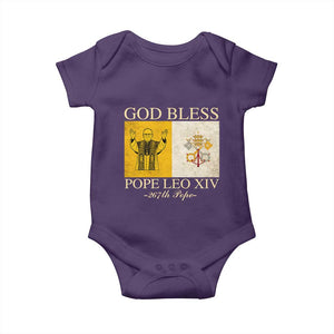 God Bless Pope Leo XIV Baby Onesie 267th Pope Vatican Flag TS02 Purple Print Your Wear
