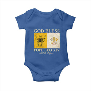 God Bless Pope Leo XIV Baby Onesie 267th Pope Vatican Flag TS02 Royal Blue Print Your Wear