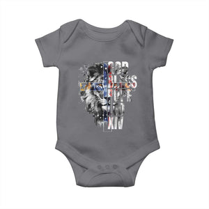 God Bless Pope Leo XIV Baby Onesie Lion American Flag TS11 Charcoal Print Your Wear