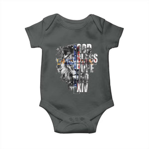 God Bless Pope Leo XIV Baby Onesie Lion American Flag TS11 Dark Heather Print Your Wear