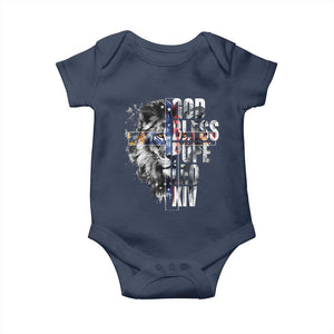 God Bless Pope Leo XIV Baby Onesie Lion American Flag TS11 Navy Print Your Wear