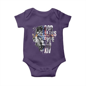 God Bless Pope Leo XIV Baby Onesie Lion American Flag TS11 Purple Print Your Wear