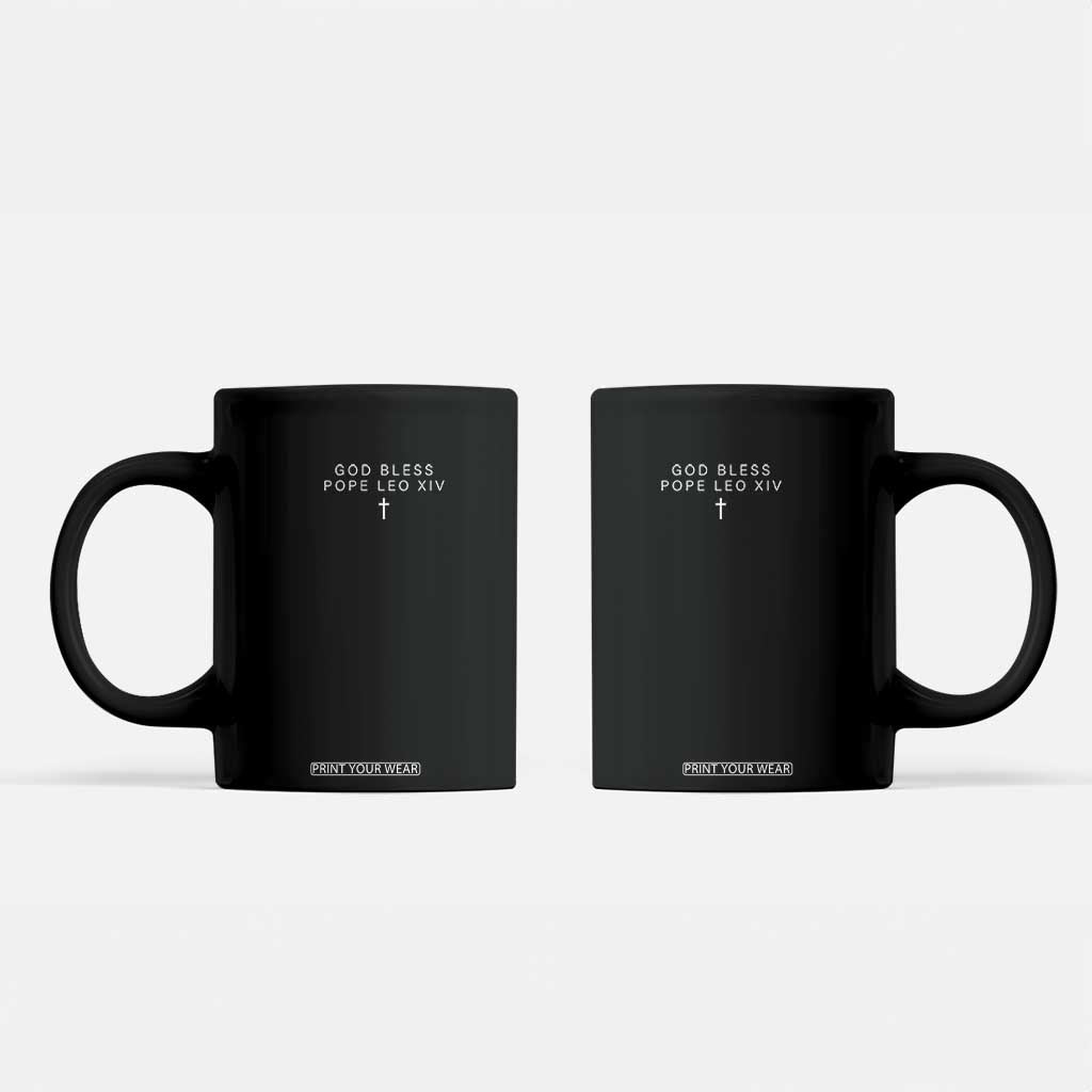 God Bless Pope Leo XIV Coffee Mug Cross Subtle Minimal Religious Faith TS10 Black Print Your Wear
