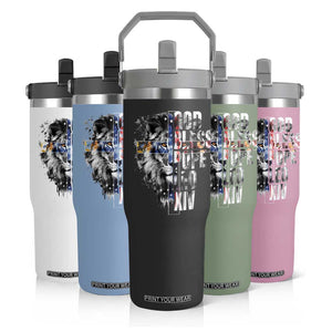 God Bless Pope Leo XIV Flip Straw Tumbler Lion American Flag TS11 Print Your Wear