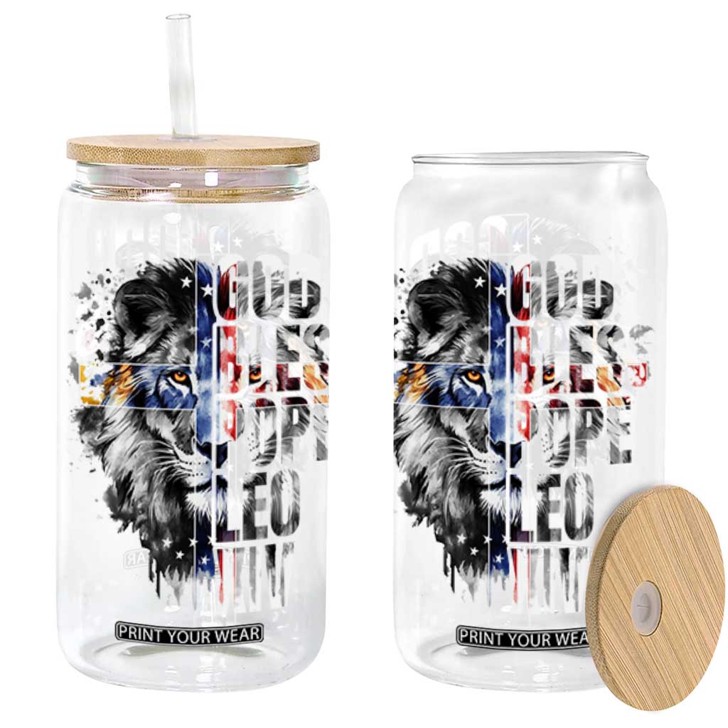 God Bless Pope Leo XIV Glass Can Lion American Flag TS11 Black Print Your Wear