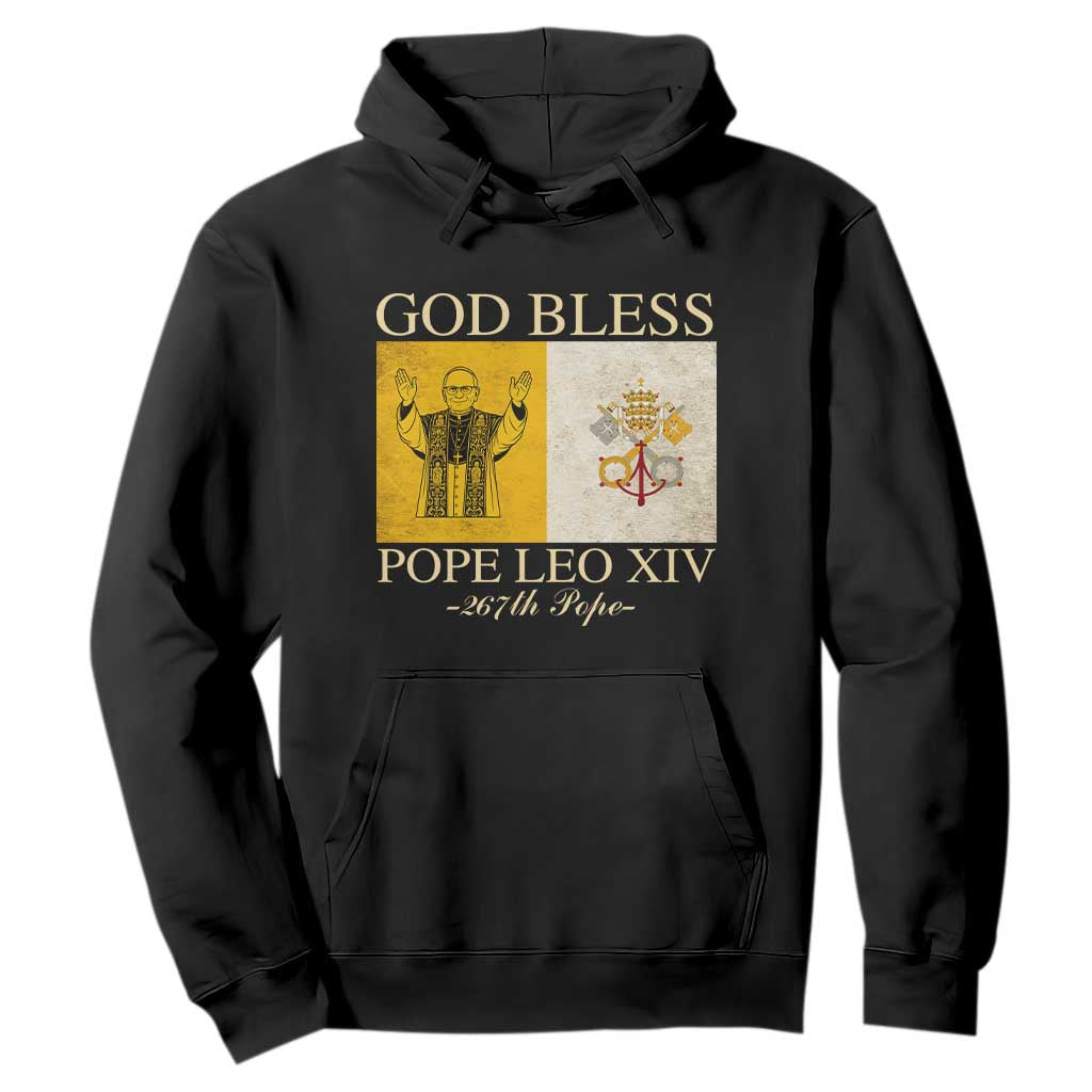 God Bless Pope Leo XIV Hoodie 267th Pope Vatican Flag TS02 Black Print Your Wear