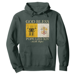 God Bless Pope Leo XIV Hoodie 267th Pope Vatican Flag TS02 Dark Forest Green Print Your Wear