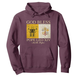 God Bless Pope Leo XIV Hoodie 267th Pope Vatican Flag TS02 Maroon Print Your Wear