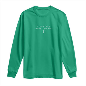 God Bless Pope Leo XIV Long Sleeve Shirt Cross Subtle Minimal Religious Faith TS10 Irish Green Print Your Wear