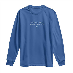 God Bless Pope Leo XIV Long Sleeve Shirt Cross Subtle Minimal Religious Faith TS10 Royal Blue Print Your Wear