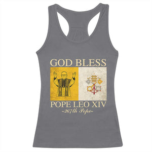 God Bless Pope Leo XIV Racerback Tank Top 267th Pope Vatican Flag TS02 Charcoal Print Your Wear