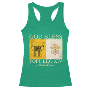 God Bless Pope Leo XIV Racerback Tank Top 267th Pope Vatican Flag TS02 Irish Green Print Your Wear