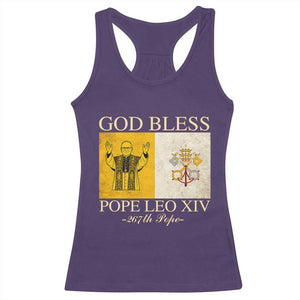 God Bless Pope Leo XIV Racerback Tank Top 267th Pope Vatican Flag TS02 Purple Print Your Wear