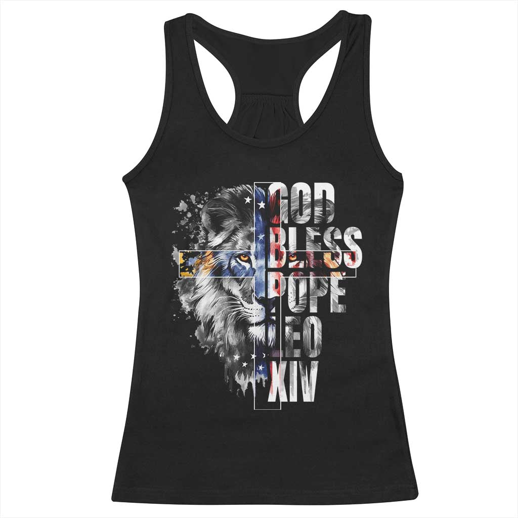 God Bless Pope Leo XIV Racerback Tank Top Lion American Flag TS11 Black Print Your Wear