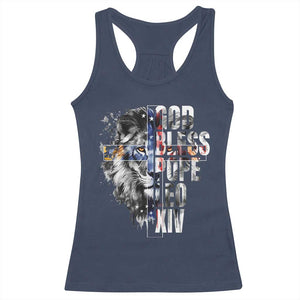 God Bless Pope Leo XIV Racerback Tank Top Lion American Flag TS11 Navy Print Your Wear