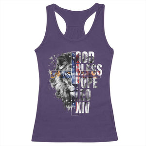 God Bless Pope Leo XIV Racerback Tank Top Lion American Flag TS11 Purple Print Your Wear