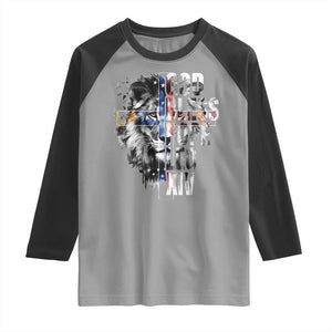 God Bless Pope Leo XIV Raglan Shirt Lion American Flag TS11 Sport Gray Black Print Your Wear