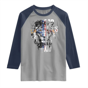 God Bless Pope Leo XIV Raglan Shirt Lion American Flag TS11 Sport Gray Navy Print Your Wear