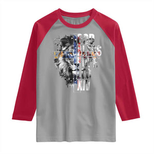 God Bless Pope Leo XIV Raglan Shirt Lion American Flag TS11 Sport Gray Red Print Your Wear