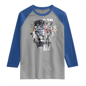 God Bless Pope Leo XIV Raglan Shirt Lion American Flag TS11 Sport Gray Royal Print Your Wear