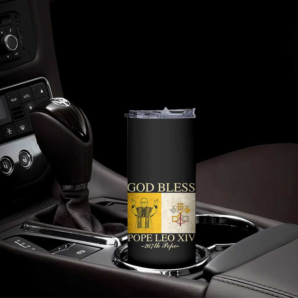 God Bless Pope Leo XIV Skinny Tumbler 267th Pope Vatican Flag TS02 Print Your Wear