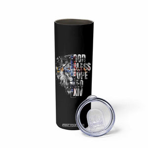 God Bless Pope Leo XIV Skinny Tumbler Lion American Flag TS11 Print Your Wear