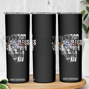 God Bless Pope Leo XIV Skinny Tumbler Lion American Flag TS11 Print Your Wear